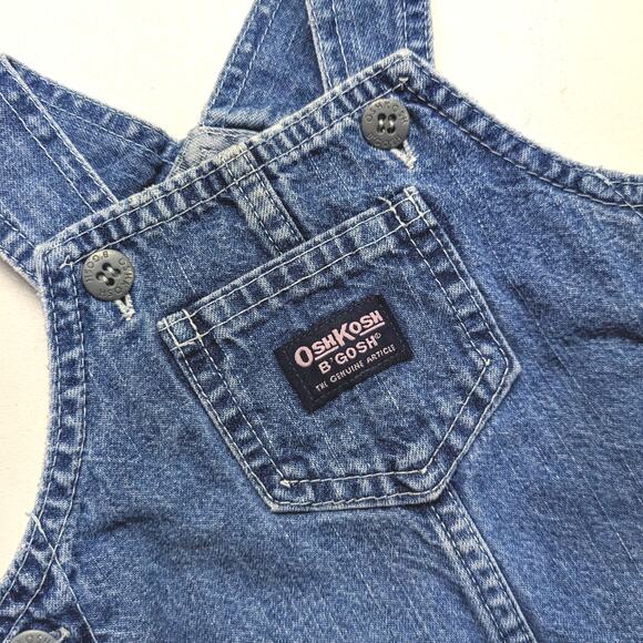 Vintage Oshkosh Bgosh Dress Baby Girls Size 12m Denim - Picture 2 of 4